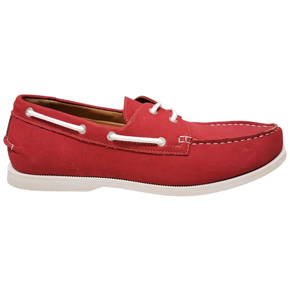 Club Room Men Elliot 2-Eye Casual Boat Shoes Size US 10M Red Faux Leather